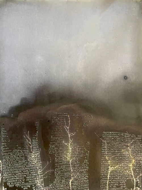 Encaustic Lumen piece by Marita Gootee - looks like lightning