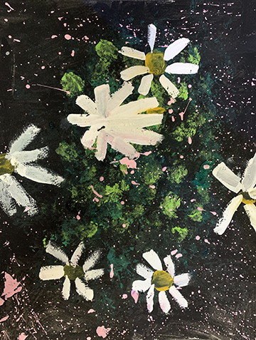 Painting of white flowers.