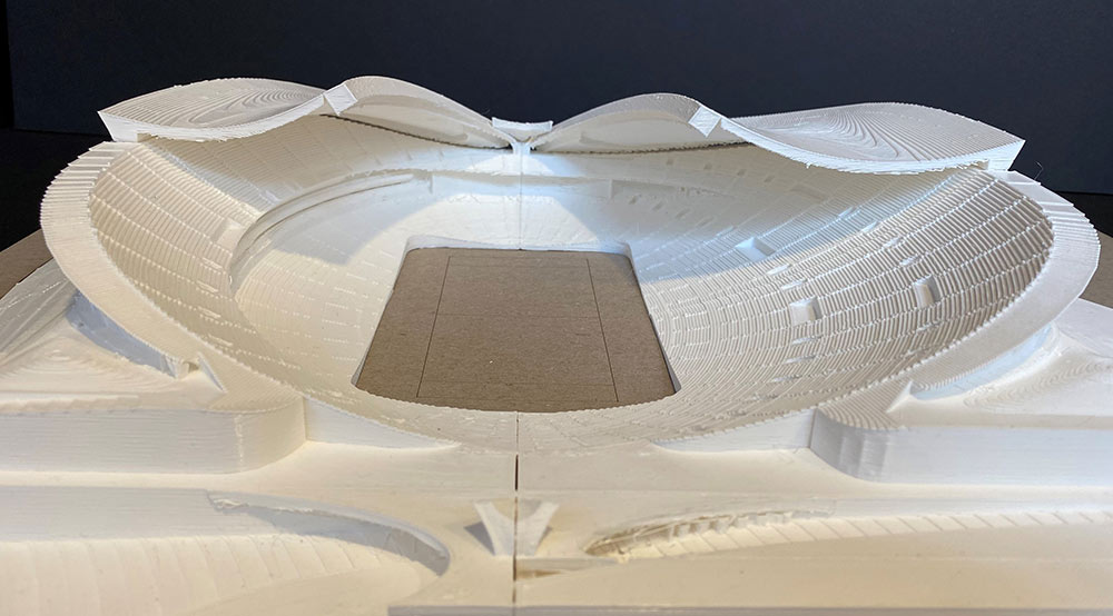 model made of white paper of stadium