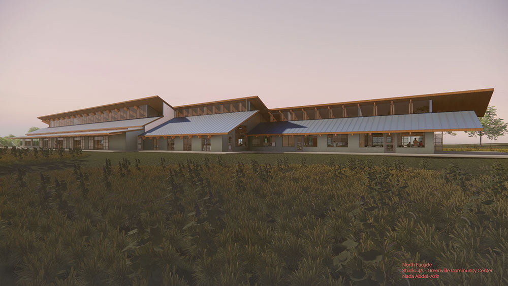 computer rendering of outside of long building
