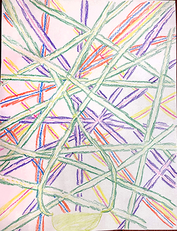 Drawing of lots of colorful lines.