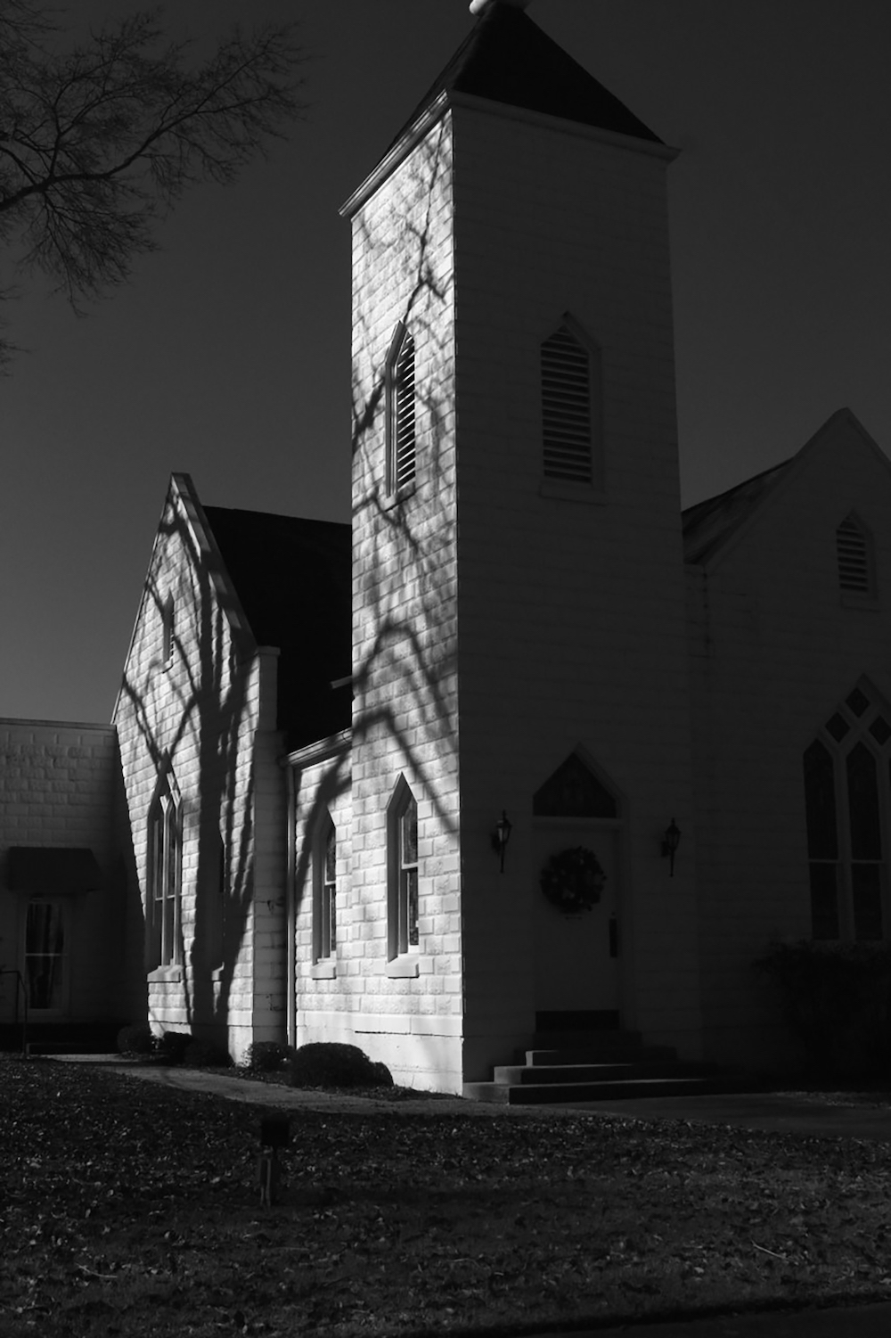 Photograph of a white church