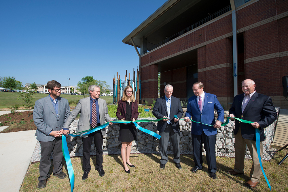 Landscape Architecture Rain Garden ribbon-cutting.
 (photo by Megan Bean / © Mississippi State University)