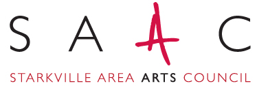The words starkville area arts council under red letters S A A C