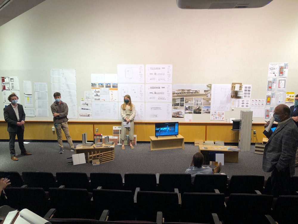 Students present their final project in the Fazio Jury Room