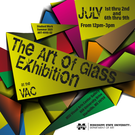 The Art of Glass Exhibition flyer - shows colorful triangles with info. from this post on it.