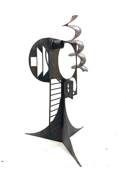 metal sculpture on white background