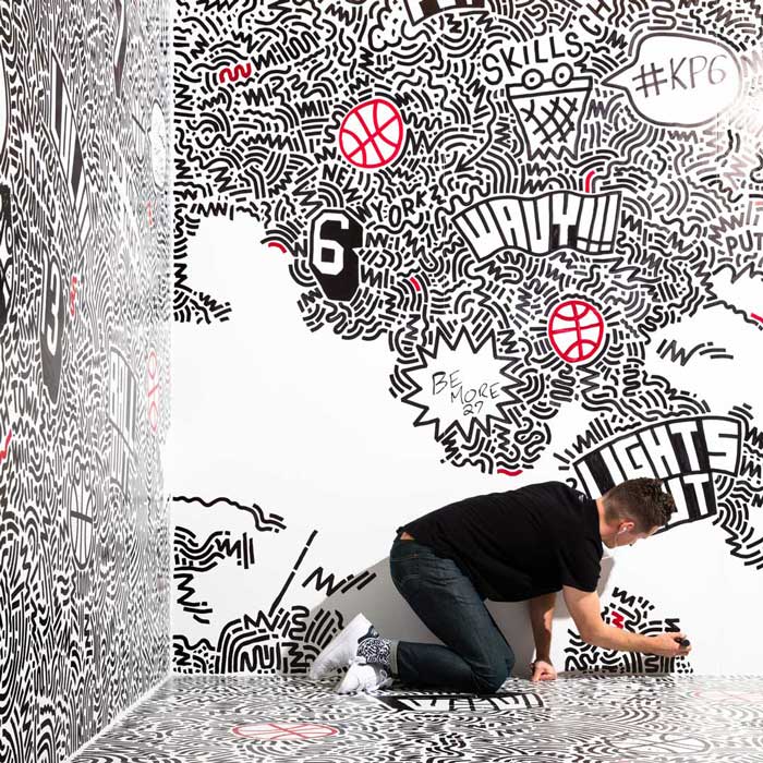 Will drawing on wall for Adidas