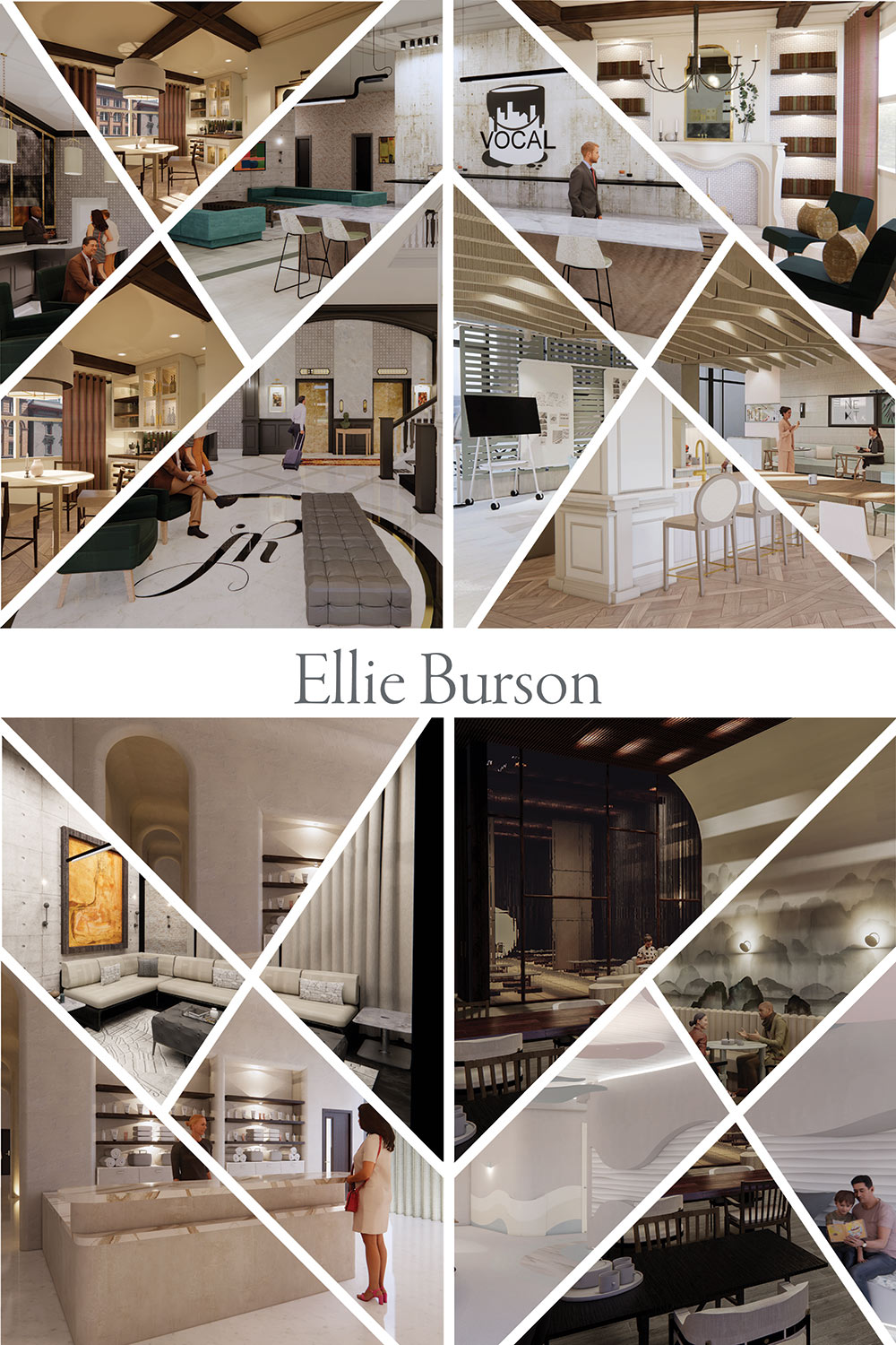 Ellie Burson's interior design senior exhibit board