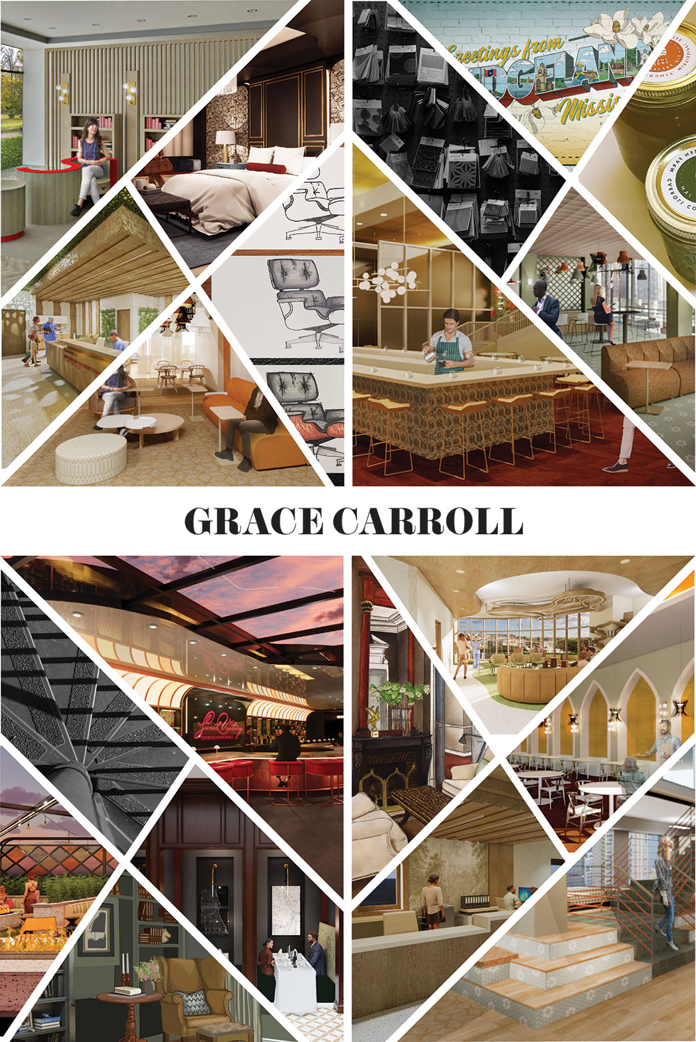 Grace Carroll's interior design senior exhibit boards