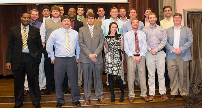 Class of 2014, Front Row (l to r): Willie Wilson, Josh Moore, Reid Curtis, Devin Compher, Josh Rushing, Samuel Hand, Wallace Harvey; Middle Row (l to r): Matthew Perry, Andrew Hicks, Terrance Richardson, Brice Marks, Josh Stevens, Hamilton Lunsford; Back Row (l to r): Joseph Witherspoon, Demitri Lipski, Eric Hillman, Camerson Robulack, Larry “Trey” East, Blane Sellers