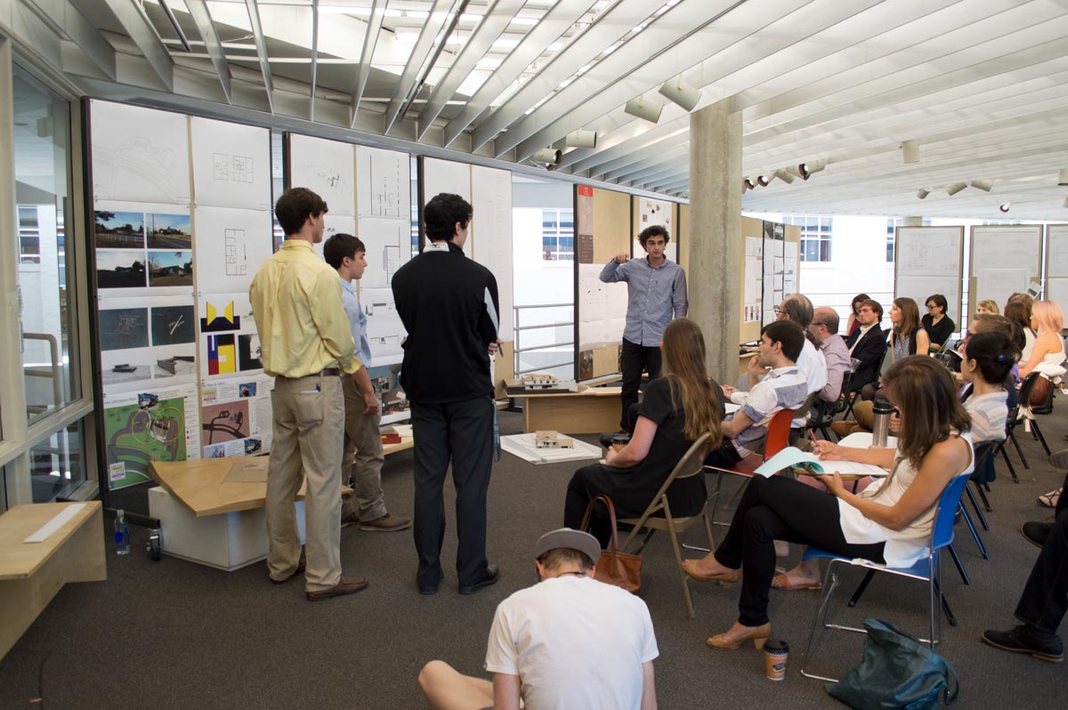 Students discussing work