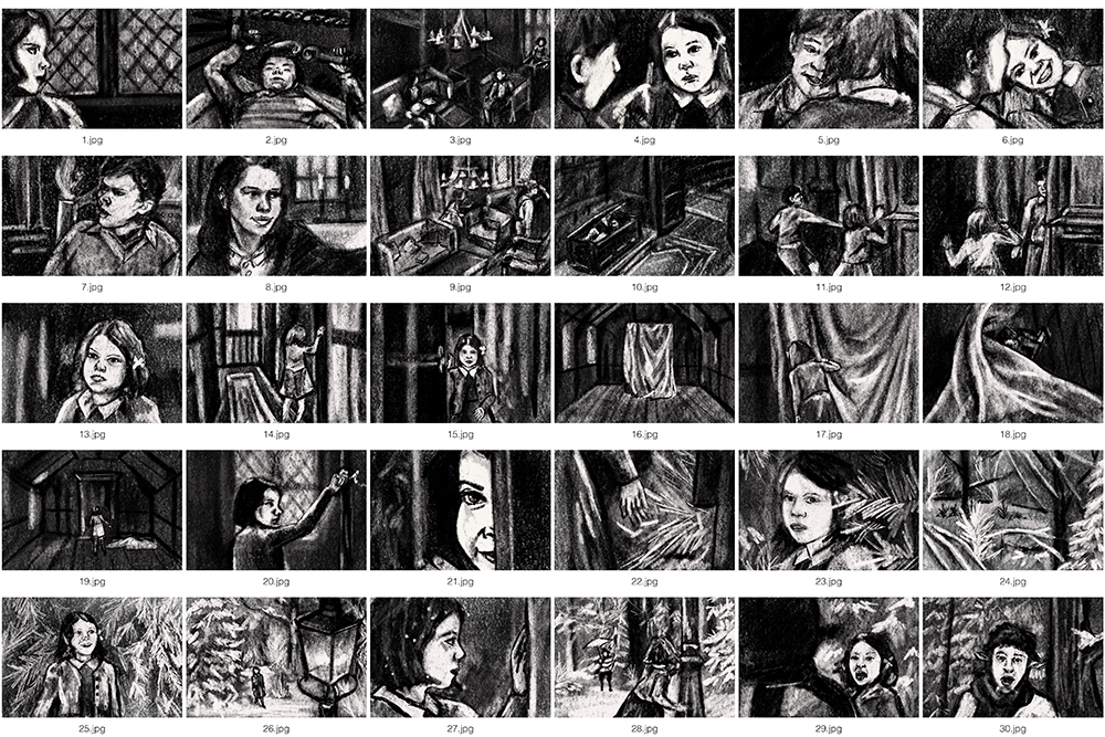 A series set of black and white images appears to read as Narnia