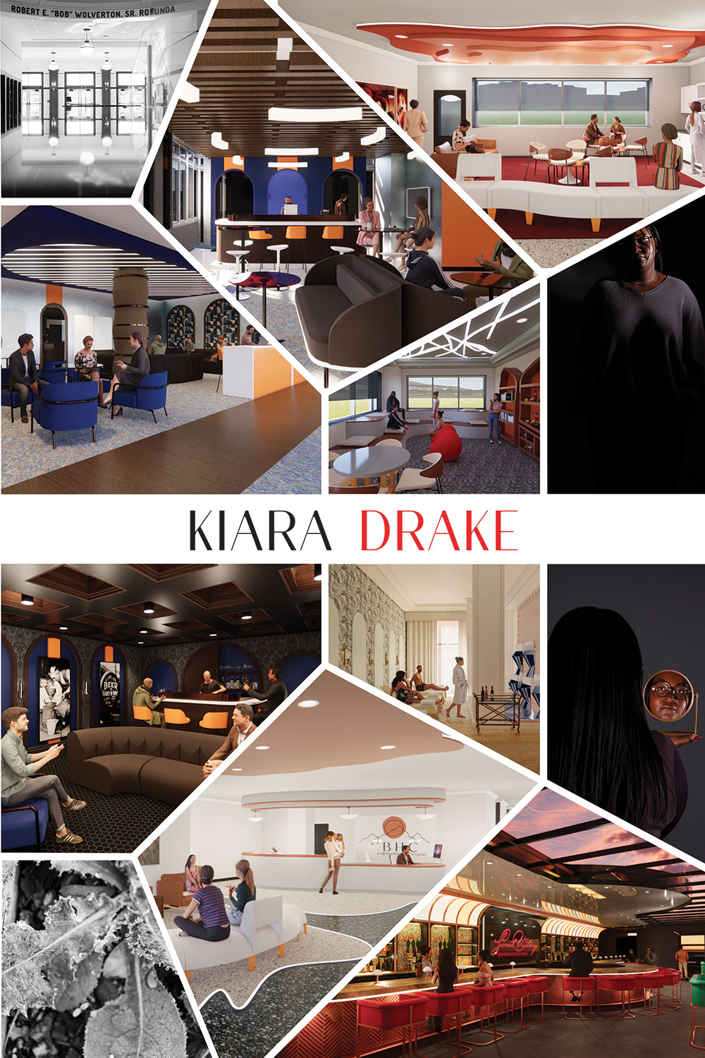Kiara Drake's interior design senior exhibit board
