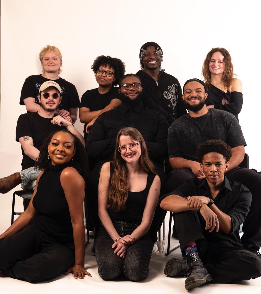 MSU fine arts senior exhibitors include, front row, from left, Sharda Jackson, Elizabeth Clarke and Elijah Corlett; middle row, from left, Robert Brister, Thomas Jones and Kurdarius Keyes; back row, from left, Mia Coggin, Moriah Roland, Atlas Boyd and Hensley Mielstrup.