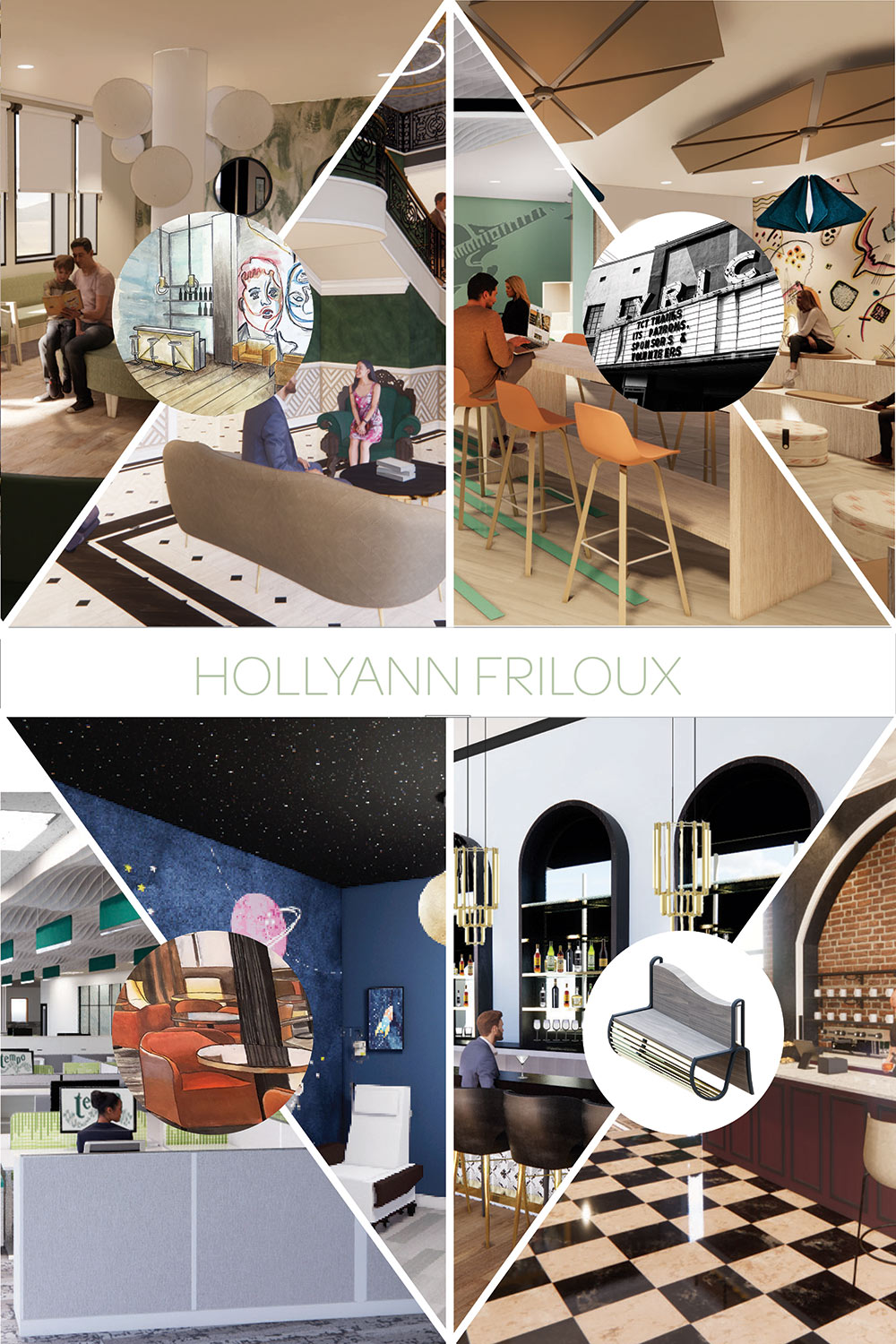 Hollyann Friloux's interior design senior exhibit board