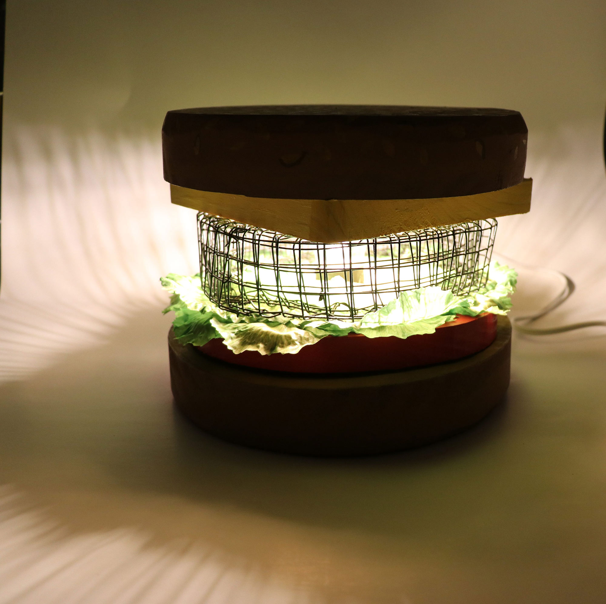 lamp that looks like a hamburger