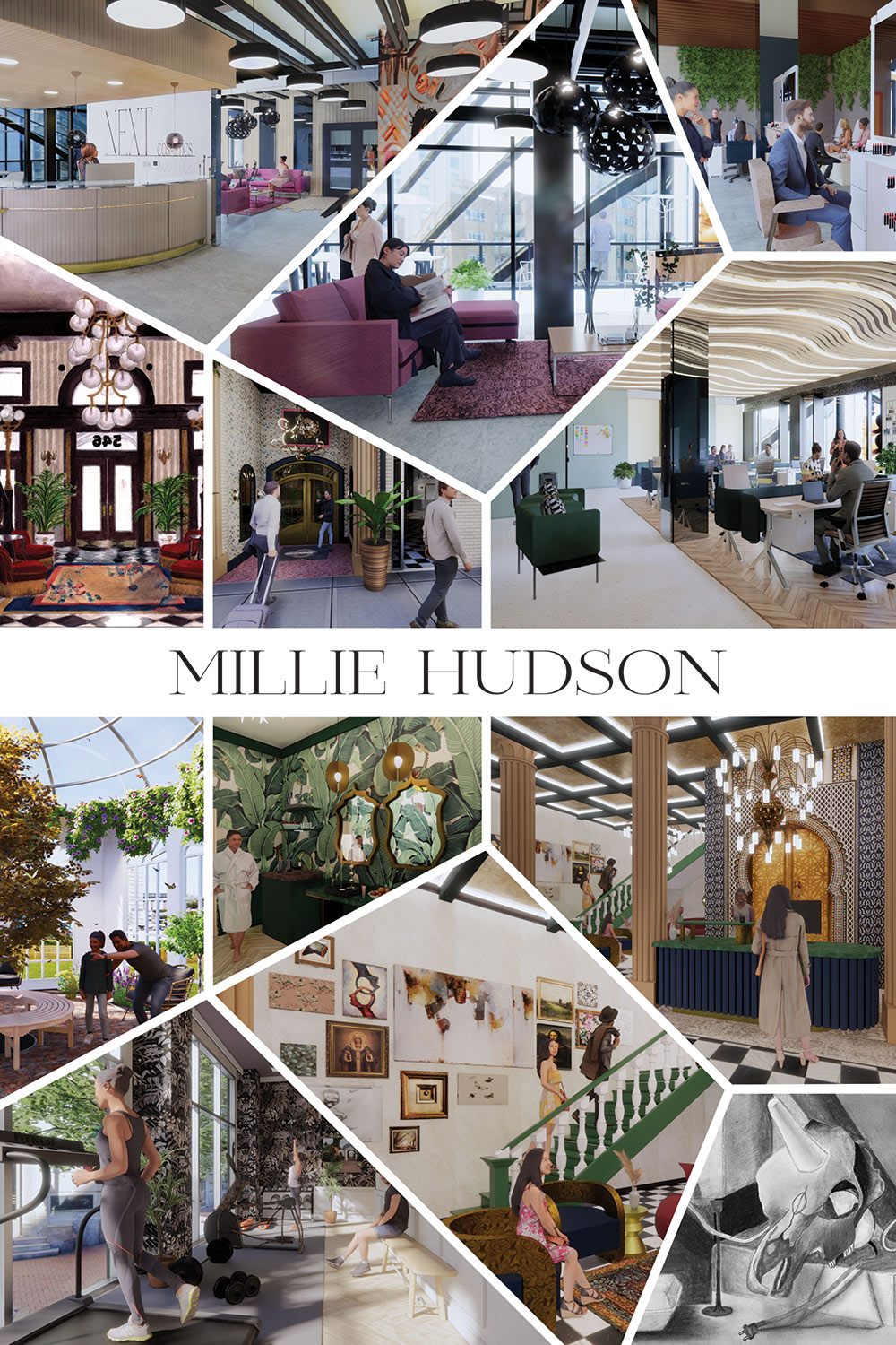 Millie Hudson's interior design senior exhibit board