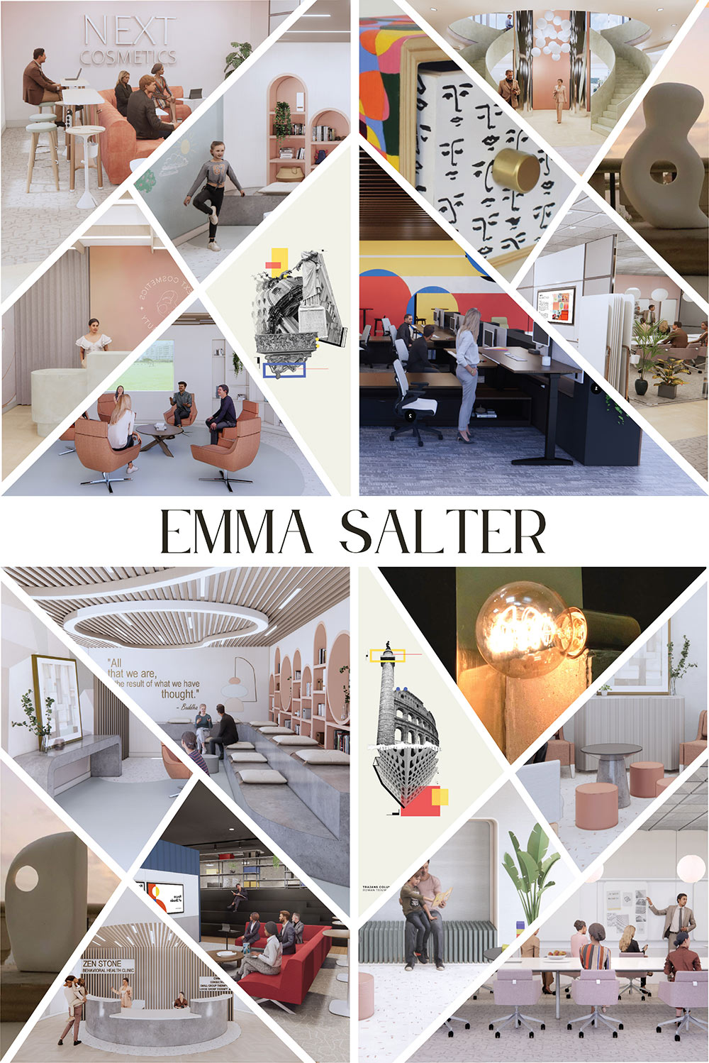 Emma Salter's interior design senior exhibit board