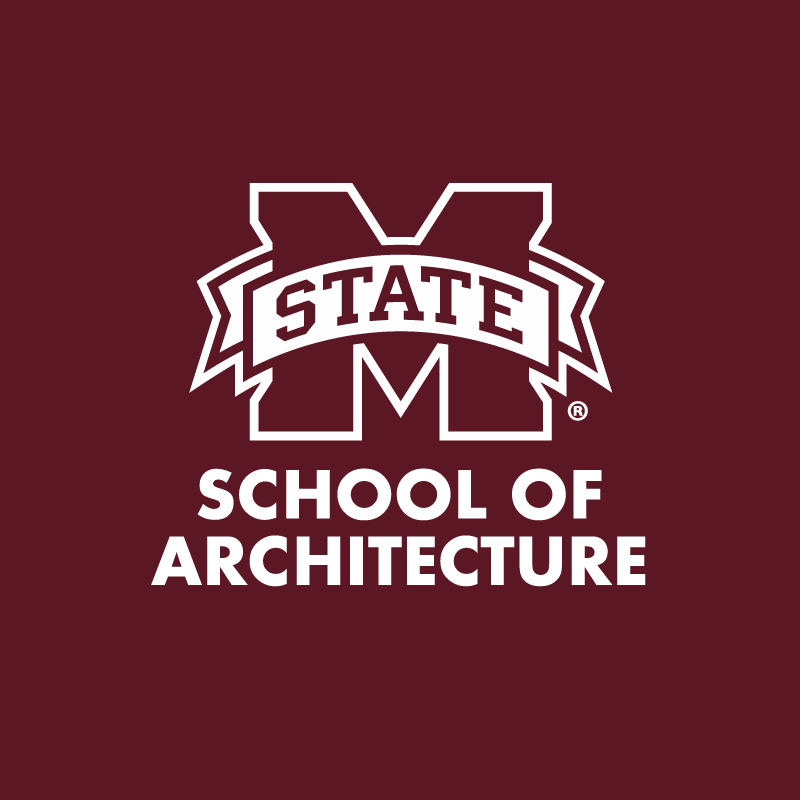 social media logo for the School of Architecture at Mississippi State University (maroon square with white letters and M logo)