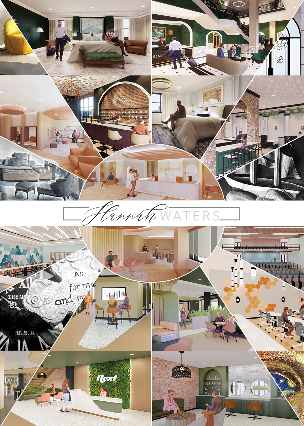 Hannah Waters' interior design senior exhibit board