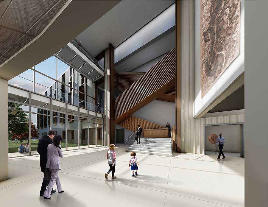  architect rendering of design for new U.S. Courthouse (interior)